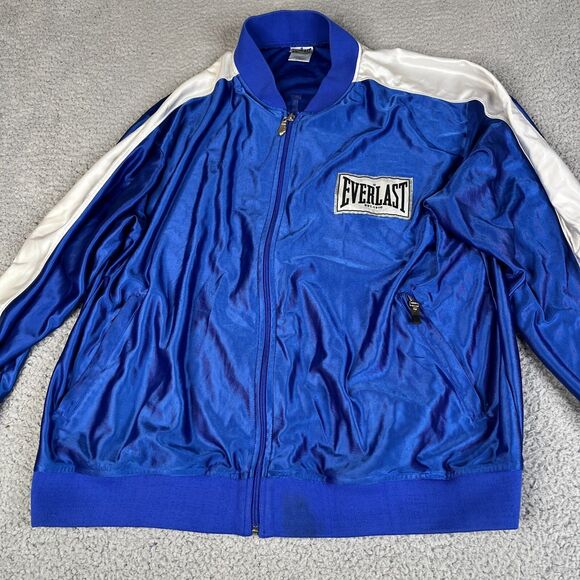 Everlast Boxing Track Jacket Mens Large Blue Full Zip Long Sleeve Pockets Y2K - Picture 3 of 15